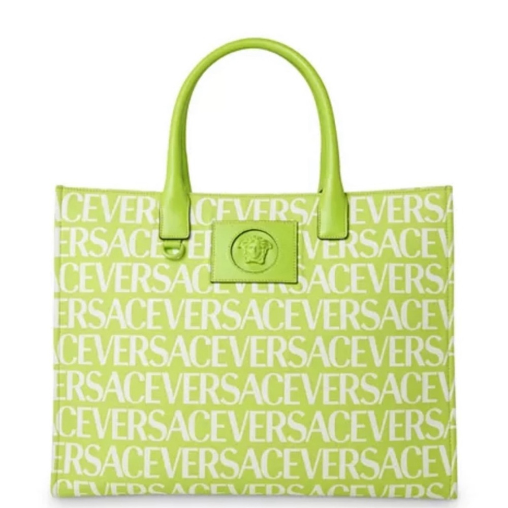 Versace La Medusa Logo Print Canvas Tote